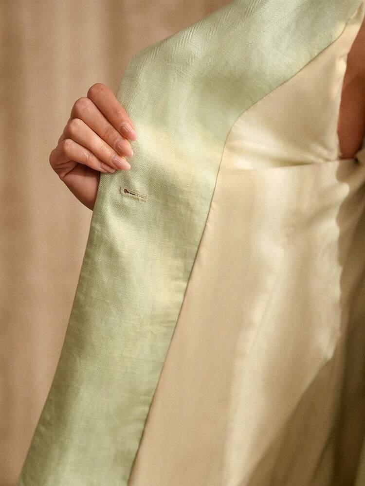 LINEN BLEND WOVEN BELT SUIT BLAZER, VINTAGE STYLE, SPRING/SUMMER