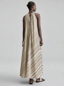 Ontre 2026 Spring/Summer New Women's Long Dress, Comfortable Soft Woven Fabric, Sleeveless Loose Fit Striped Dress, Modern Urban Chic Business Casual Office Wear, Low-Key Elegant High-Quality Airport/Cruise Ship Outfit, Versatile Formal/Holiday Dress,Summer Dresses For Women - Dusty Purple - View 4