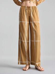 Ontre 2026SS New Striped Print Twist Pocket Fashion Versatile Women's Pants, Spring/Summer - Brown - View 6