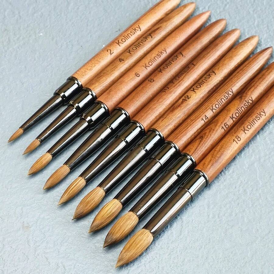 Olasalon 100% Pure Sable Acrylic Nail Brush, Sandalwood Handle, Suitable For Professional Application Of Acrylic Nail Polish And Acrylic Powder. - Chocolate Brown - View 1