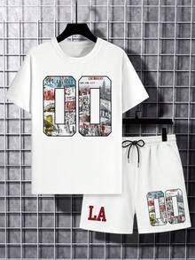 Manfinity EMRG Men's Street Number City LA Print T-Shirt Set, White - Multicolor - View 2