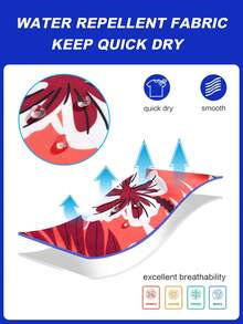 Horizaway 男士植物印花抽绳腰带口袋休闲百搭沙滩短裤 - 紅色 - 查看 5