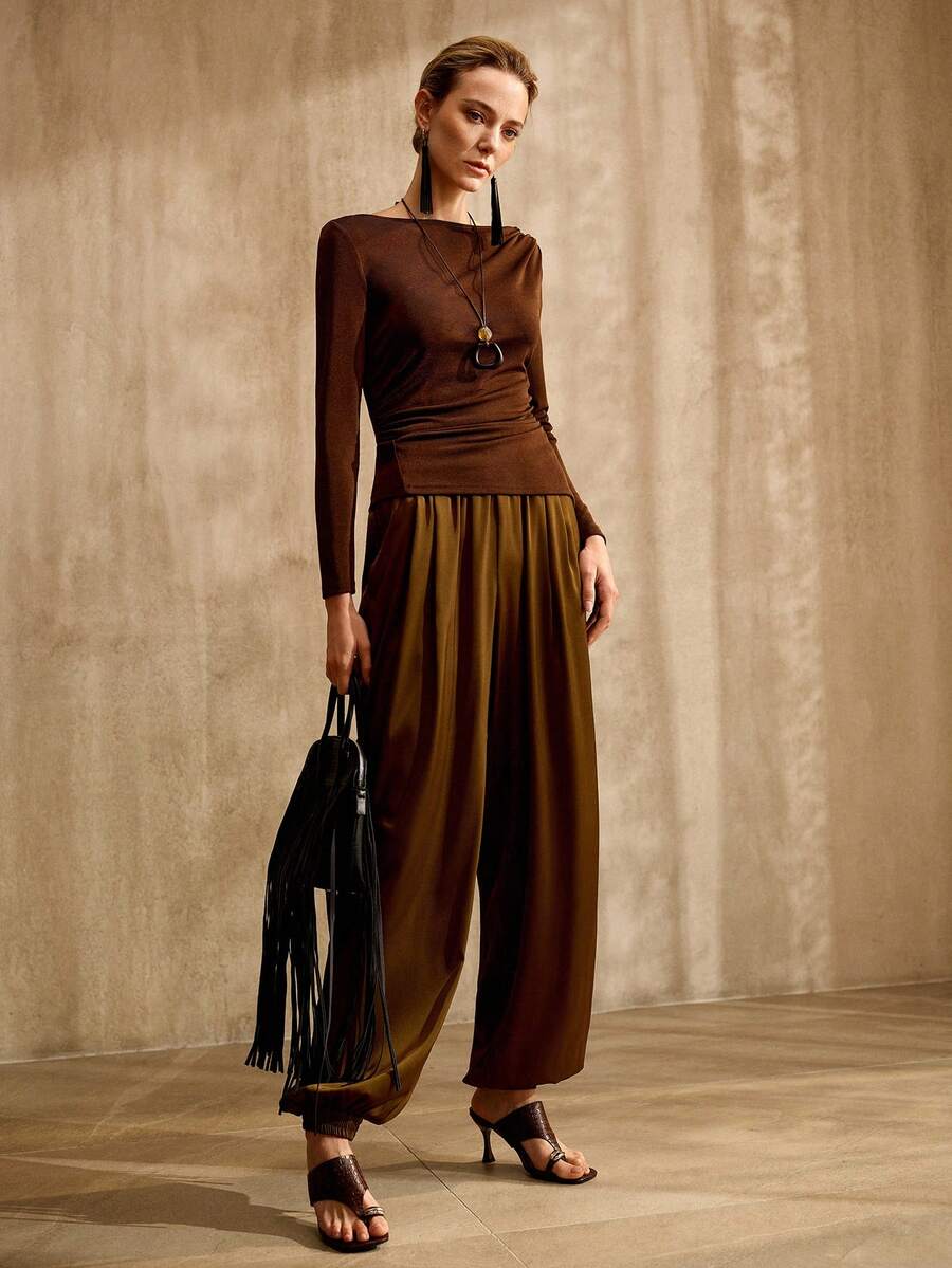 MOTF PREMIUM QUẦN ỐNG RỘNG KIỂU CỔ ĐIỂN, CHẤT LIỆU NHẸ, THÍCH HỢP XUÂN/HÈ - Màu xanh Ô liu - Xem 1