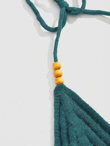 ROMWE Hippie 嬉皮度假风蘑菇植物刺绣串珠女式针织毛衣 - 藍色 - 查看 4