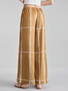 Ontre 2026SS New Striped Print Twist Pocket Fashion Versatile Women's Pants, Spring/Summer - Brown - View 3