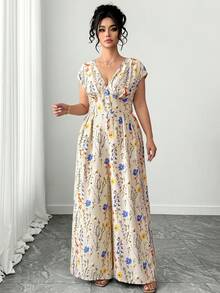 Elenzga 大码女式V领收腰休闲度假风杏色印花连体裤碎花长裙飘逸夏日连衣裙V领长裙长款夏日连衣裙长款度假连衣裙碎花长裙印花长裙夏季碎花长裙碎花连衣裙长裙女式春季长裙畅销连衣裙度假装女式度假连衣裙女士场合连衣裙女式连衣裙正装 - 彩色 - 查看 5