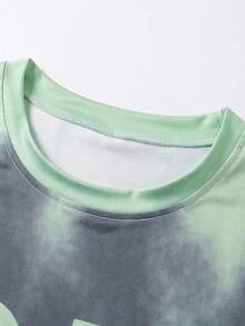 Manfinity Dauomo Fashionable Street Style Men's Loose Fit Ink Splash Letter & Numeric Print Round Neck Short Sleeve T-Shirt - Multicolor - View 3