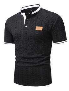 OTTIMOZO Áo Polo nam tay ngắn phối màu tương phản - màu đen - Xem 5