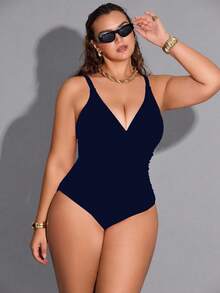 Shapewave Maillot de bain une pièce sexy grande taille pour femmes - Bleu marine - Voir 6