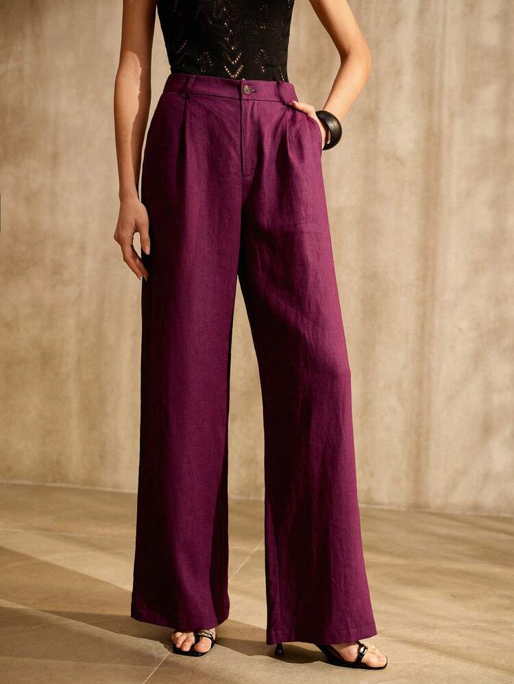 100% RAMIE WIDE LEG SUIT PANTS, OLD MONEY VINTAGE STYLE, SPRING/SUMMER, LINEN