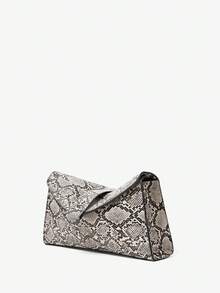 MUSERA Bolso de mano grande con solapa plegable y estampado de piel de serpiente, accesorio lindo para salir, diario, primavera y vacaciones de verano - Patrón de serpiente - Ver 3