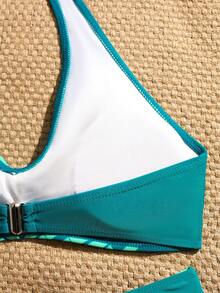 Swim Lushoire Traje de baño de mujer con estampado minimalista y escote halter - Multicolor - Ver 6