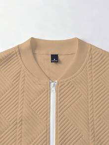 Manfinity CasualCool Men's Casual Commuter Textured Zip-Up Long Sleeve Sweatshirt Sweatshirt - Apricot - View 5