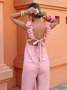 Selianne Conjunto de dos piezas con top tubo con volantes y pantalones - Versátil para uso casual/oficina/vacaciones (primavera y verano, tallas regulares) - Rosa - Ver 6