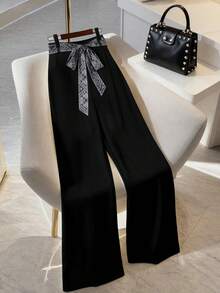 GlowEve CURVE Plus Size Women's Casual Loose Straight Leg Pants, Suitable For Commuting And Daily Wear, Spring/Summer - Black - View 4