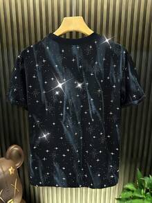 Manfinity Dauomo Casual Fashion Men's Round Neck Printed T-Shirt, Versatile For Summer - Black - View 2