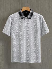 Manfinity CasualCool Men's Fashionable Casual Commuting Textured Short Sleeve Polo Shirt - Multicolor - View 7