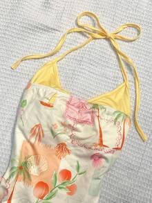 Glimmora 女士夏季度假热带水果椰树海滩度假两件套露背上衣，休闲百搭，完美适用于度假、海岛旅行、派对、日常穿着和休闲活动 - 彩色 - 查看 4