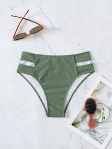 Swim Vcay Quần bikini nữ màu đen, thiết kế khoét sâu, cạp cao, gợi cảm, thích hợp cho mùa Xuân/Hè 2026. - xanh quân đội - Xem 8