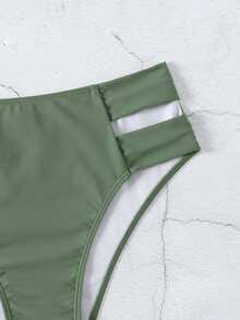 Swim Vcay Quần bikini nữ màu đen, thiết kế khoét sâu, cạp cao, gợi cảm, thích hợp cho mùa Xuân/Hè 2026. - xanh quân đội - Xem 7