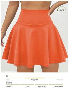 Eassivo Eassivo 女士纯色休闲百搭日常户外运动裙裤，带口袋 - 橘色 - 查看 4