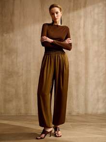 MOTF PREMIUM QUẦN ỐNG RỘNG KIỂU CỔ ĐIỂN, CHẤT LIỆU NHẸ, THÍCH HỢP XUÂN/HÈ - Màu xanh Ô liu - Xem 6