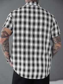 SLATEMANN 男士休闲衬衫，采用INS风图案面料，适合送给男友或老公，日常通勤和外出穿着。 - 黑色 - 查看 2