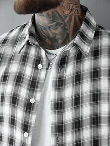 SLATEMANN 男士休闲衬衫，采用INS风图案面料，适合送给男友或老公，日常通勤和外出穿着。 - 黑色 - 查看 6