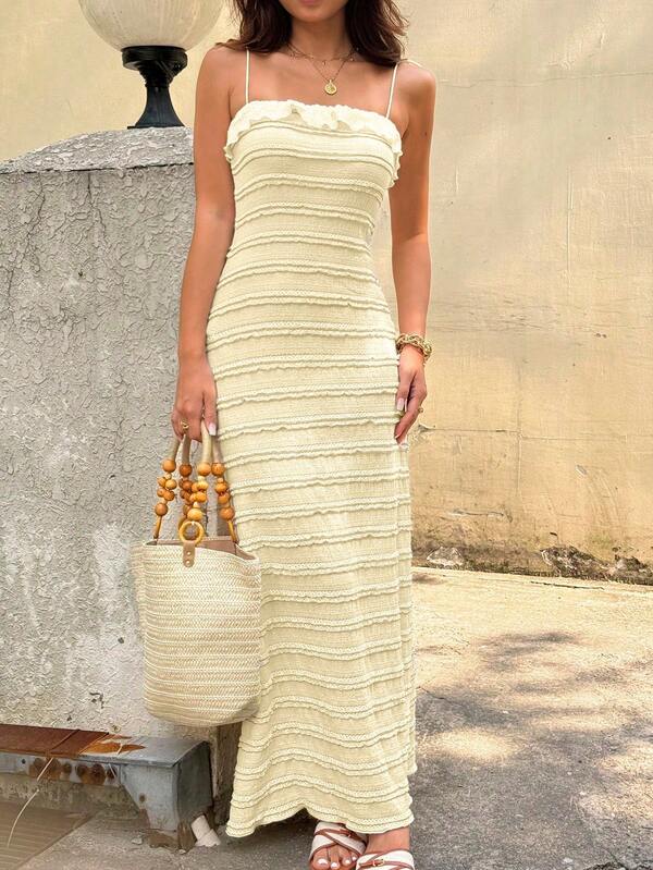 Sunnyshic Women's Solid Color Minimalist Everyday Dress With Layered Sweet Style