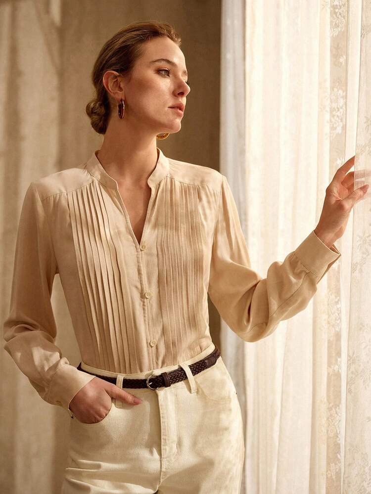 WOMEN'S CASUAL LOOSE TEXTURED STRIPED SHIRT, VERSATILE FASHION DESIGN, SPRING/SUMMER