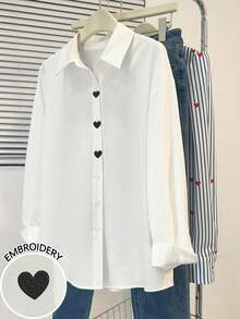 Resyla 女士情人节心形刺绣图案衬衫 - 彩色 - 查看 1