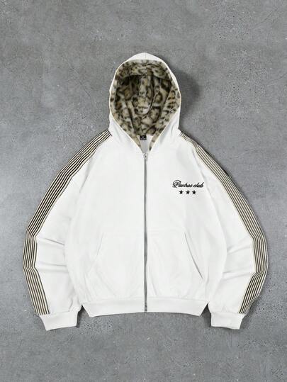 PAVTROS 男士街头服饰，复古风，ins风连帽衫，针织连帽开衫，卫衣，豹纹绒面面料，奢华品质，品牌Logo，可定制，街头服饰，休闲，时尚，户外，返校季，节日礼物，男友礼物，老公礼物