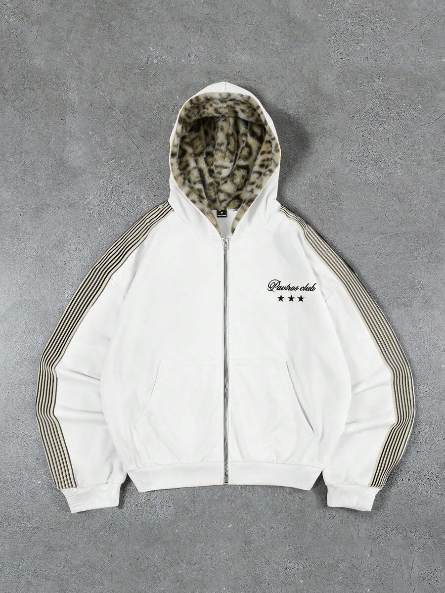 PAVTROS Áo hoodie nam phong cách đường phố, retro, kiểu , áo cardigan dệt kim có mũ, áo nỉ, vải in họa tiết da báo sang trọng, chất lượng cao cấp, logo thương hiệu, cá nhân hóa, phong cách đường phố, thường ngày, thời trang, ngoài trời, mùa tựu trường, quà tặng ngày lễ, quà tặng bạn trai, quà tặng chồng - trắng - Xem 1