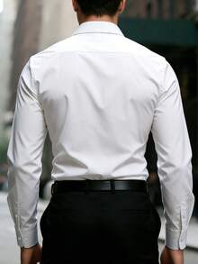 Manfinity AFTRDRK 男士奢华亮片装饰长袖衬衫 - 白色 - 查看 3