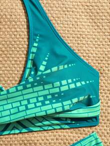 Swim Lushoire Traje de baño de mujer con estampado minimalista y escote halter - Multicolor - Ver 4