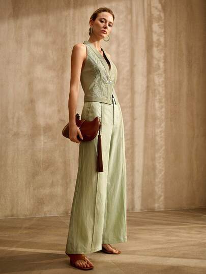 MOTF PREMIUM CHALECO CORTO BORDADO, ESTILO VINTAGE, PRIMAVERA/VERANO