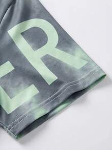 Manfinity Dauomo Fashionable Street Style Men's Loose Fit Ink Splash Letter & Numeric Print Round Neck Short Sleeve T-Shirt - Multicolor - View 6