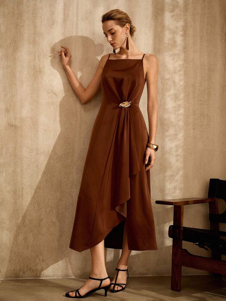 SLEEVELESS METAL DECOR SLIP DRESS, VINTAGE STYLE, SPRING/SUMMER