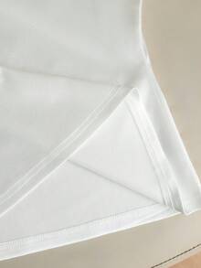 GlowEve Women's Knitted Elastic Satin Glossy Scoop Neck Raglan Sleeve Hooded Waist Fitted Studded Luxurious Elegant Casual T-Shirt - White - View 5