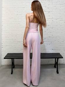 SHEIN Unity 2pcs Striped Cami Tank Top And Wide Leg Pants Set For Women - Pink - View 2