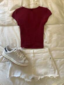 Glimmora Women's Casual Solid Color Slim Fit T-Shirt, Summer - Multicolor - View 2