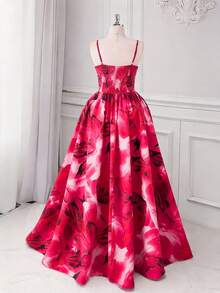 Elenzga Plus Size Women New Woven Tie Dye Floral Print Dress,Blush Pink Summer Elegant Formal Adjustable Spaghetti Straps Twist Front Open Back A-Line Skirt - Multicolor - View 2