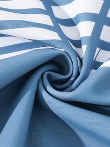 少女热带棕榈树印花吊带背心式泳衣，上衣侧边饰有荷叶边和蝴蝶结，搭配热带棕榈树印花泳裤，两件套泳装，时尚休闲优雅，适合游泳、夏季度假、海滩、泳池、节日派对等场合。 - 彩色 - 查看 8