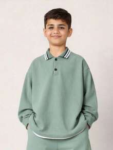 Polo para niños preadolescentes, de tela suave y cómoda para uso casual, deportivo y al aire libre, apto para otoño/invierno - Multicolor - Ver 5