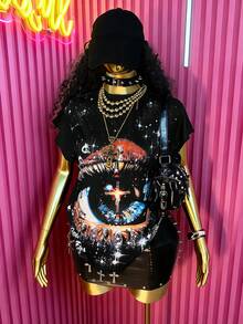 Rovax Women's Y2K Summer Casual Vest With Letter And Eye Print, Round Neck, Sleeveless Design, 2000s Style, Suitable For Street Wear, Casual Occasions, Music Festivals, Commuting, And Everyday Wear. - Multicolor - View 1