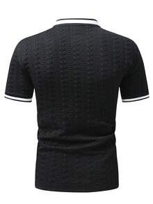 OTTIMOZO Áo Polo nam tay ngắn phối màu tương phản - màu đen - Xem 6