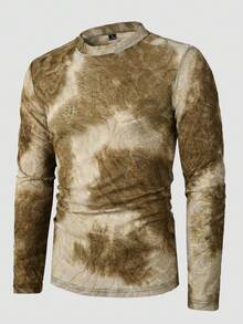 Manfinity AFTRDRK 男士扎染印花长袖褶皱休闲T恤 - 彩色 - 查看 3