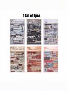 一套6张宠物贴纸，配有简单的励志语录，创意复古信件日记素材。 - 套裝 - 查看 12