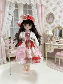 1PC 30CM Ball Jointed Doll BJD Princess SD Doll Realistic Skin Synthetic Wigs Luxury Dress Up Collectible Art Doll Birthday Gift For Collection Display Party Christmas - Multicolor - View 5