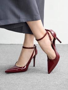 CUCCOO BIZCHIC Sexy Strap High Heel Shoes, Versatile For Party And Daily Wear, Comfortable And Non-Fatiguing Spring Shoes - Burgundy - View 5